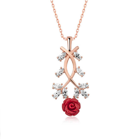 Rose Gül Kadın Gümüş Kolye