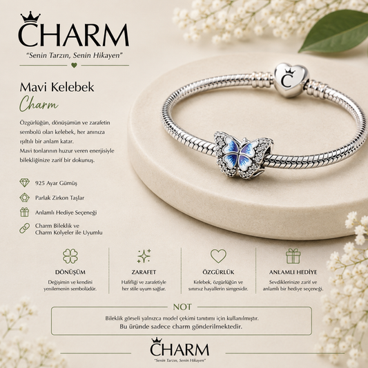 Kelebek Işıltılı Charm