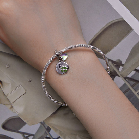 Kalpli Şans Yoncası Gümüş Charm