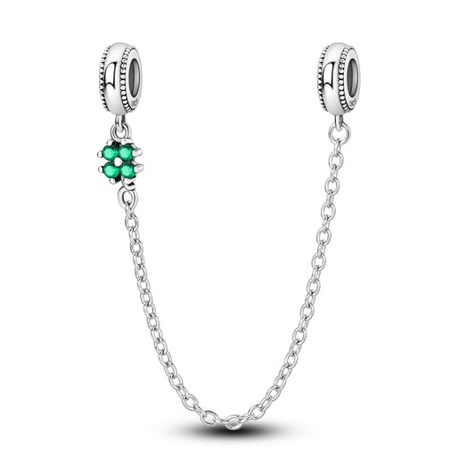 Yeşil Yonca Detaylı Güvenlik Zinciri Charm