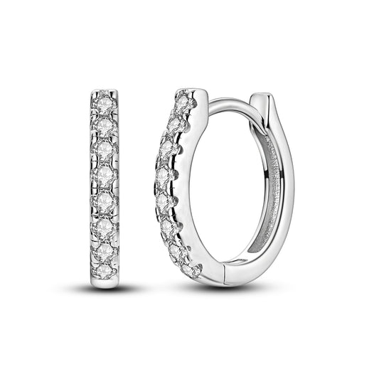 Işıltılı Sıra Taşlı Halka Küpe