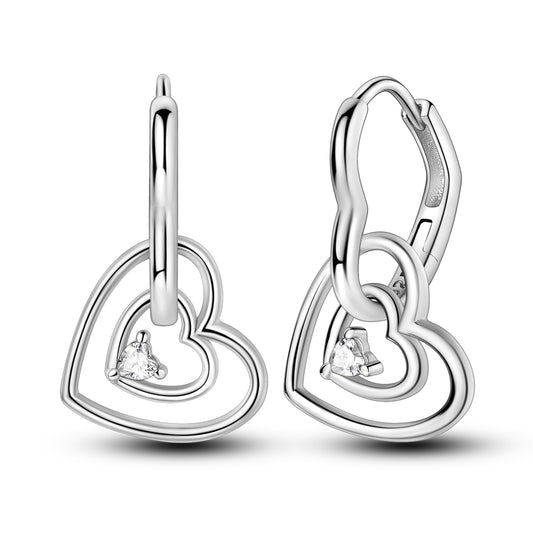 İç İçe Kalpler Küpe