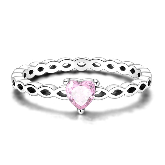 Pembe Kalp Taşlı Yüzük