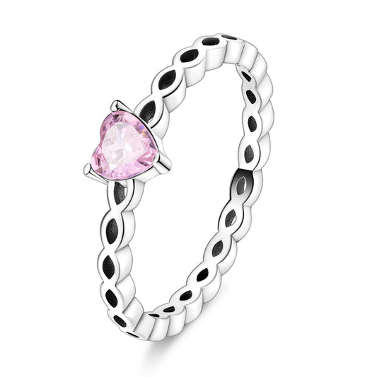 Pembe Kalp Taşlı Yüzük