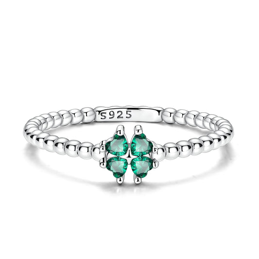 Dört Yaprak Yonca Taşlı Yüzük