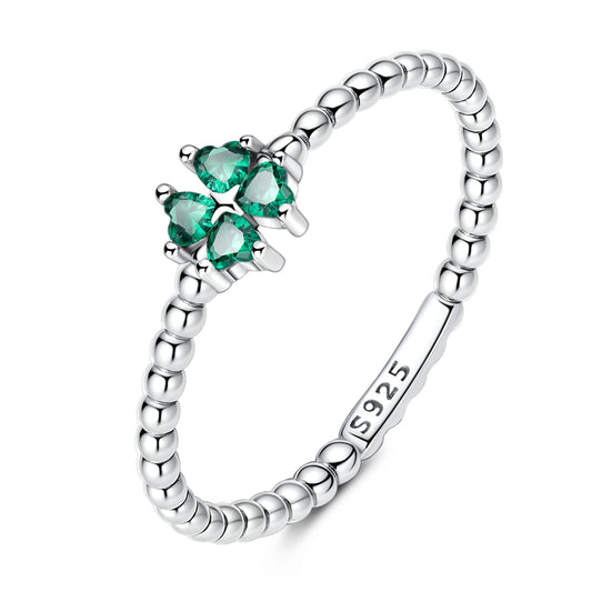 Dört Yaprak Yonca Taşlı Yüzük