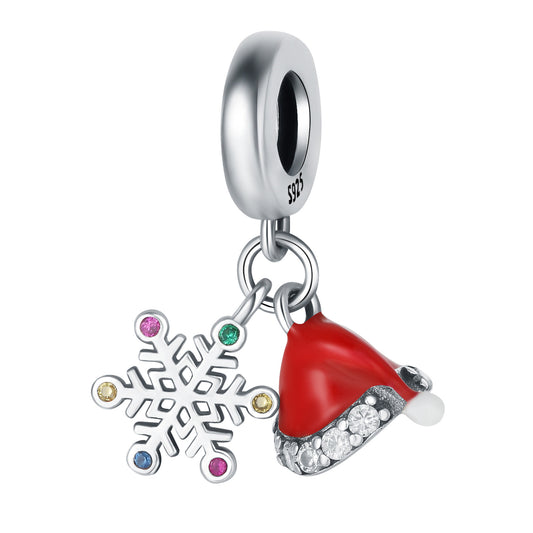 Noel Şapkası ve Kar Tanesi Charm