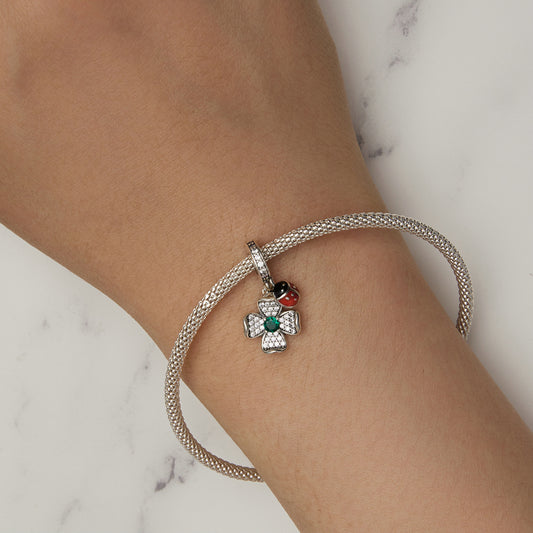 Şans Yoncası & Uğur Böceği Gümüş Charm