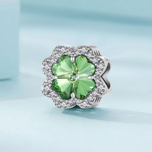 Dört Yapraklı Şans Yoncası Gümüş Charm