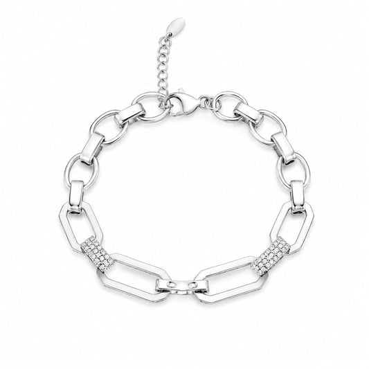 Charm Zirkon Detaylı Geometrik Halka Kadın Bileklik