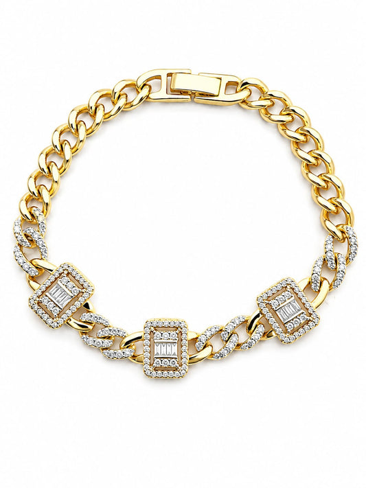 Charm Baget Royale Altın Işıltılı Zincir Kadın Bileklik