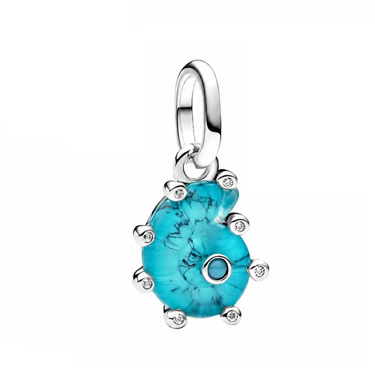 Mavi Murano Camı Deniz Salyangozu Sallantılı Charm