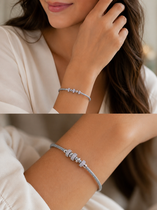 Charm Elegance Örgü Kelepçe Kadın Bileklik