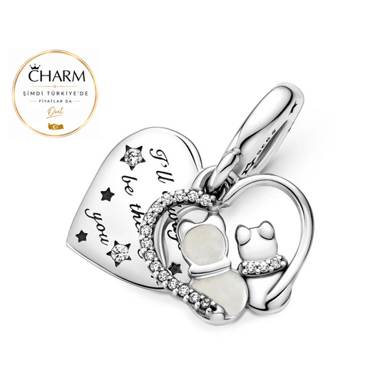 Kediler ve Kalpler Sallantılı Charm