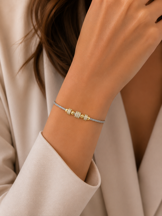 Charm Lüks Orbit Taşlı Örgü Kadın Bileklik