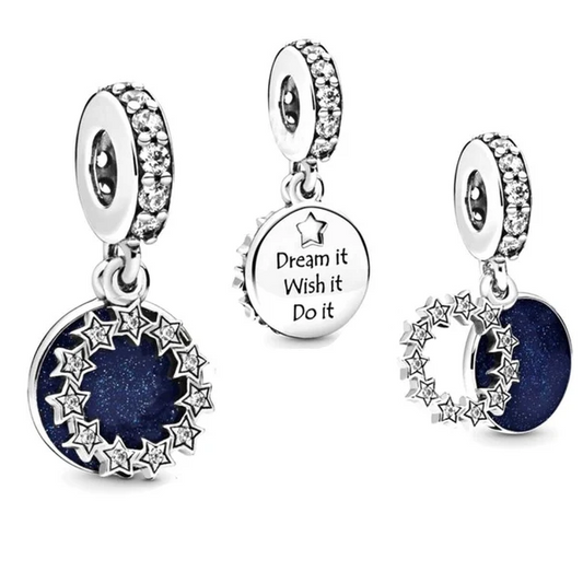 Yıldız Çerçeveli Gece Mavisi Taşlı Charm