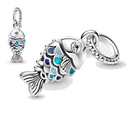 Mavi Pullu Balık Sallantılı Charm