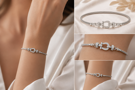 Charm Royal Mesh Hasır Taşlı Kadın Bileklik