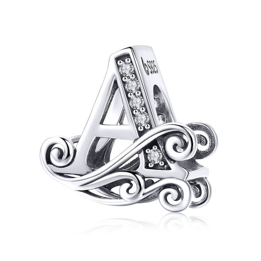925 Ayar Gümüş A Harfi Charm