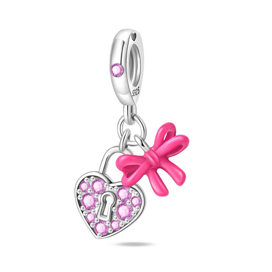 Kurdele ve Kalp Kilit Charm