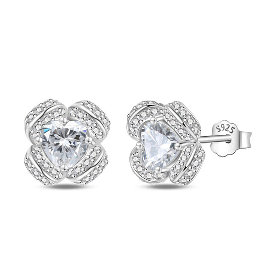 Işıltılı Kalp Çiçeği Küpe