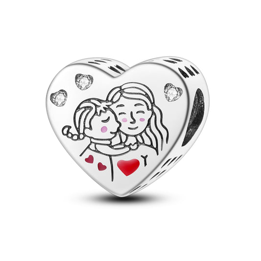 Anne ve Kız Kalpli Charm