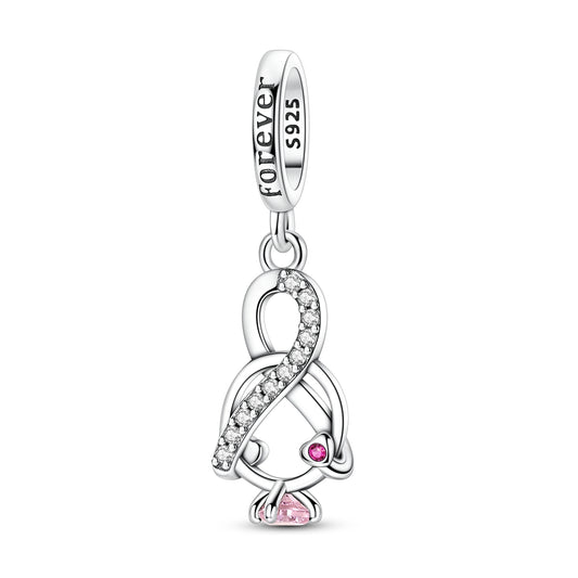 Sonsuzluk ve Pembe Kalp Sallantılı Charm