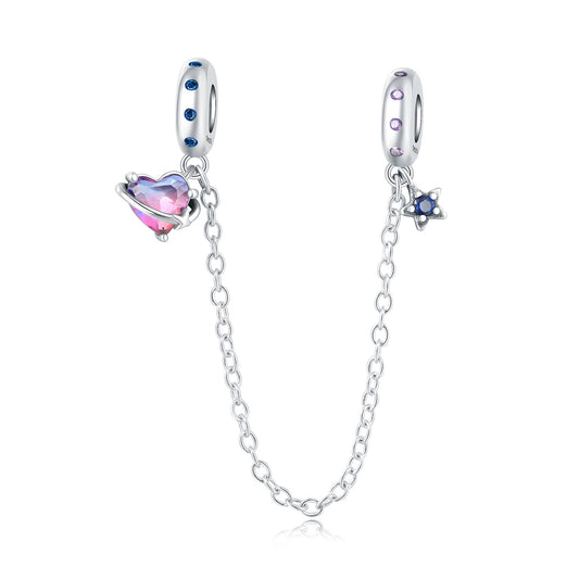 Kalp ve Yıldız Güvenlik Zinciri Charm