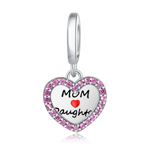 Anne ve Kız Kalp Sallantılı Charm