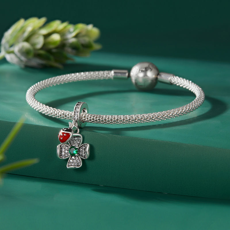 925 Ayar Gümüş Şans Yoncası & Uğur Böceği Charm