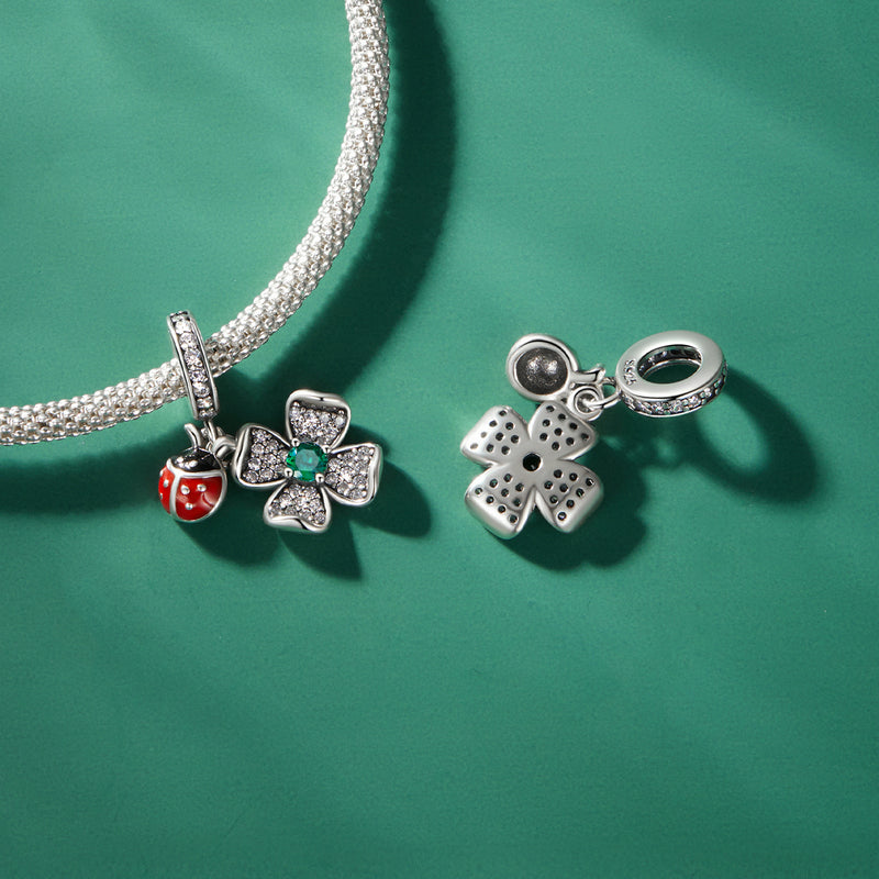 925 Ayar Gümüş Şans Yoncası & Uğur Böceği Charm