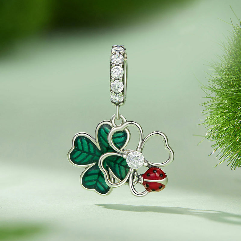 925 Ayar Gümüş Şans Yoncası & Uğur Böceği Charm