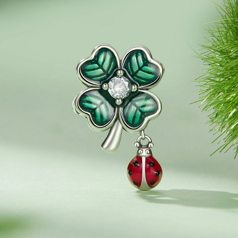 925 Ayar Gümüş Şans Yoncası & Uğur Böceği Charm
