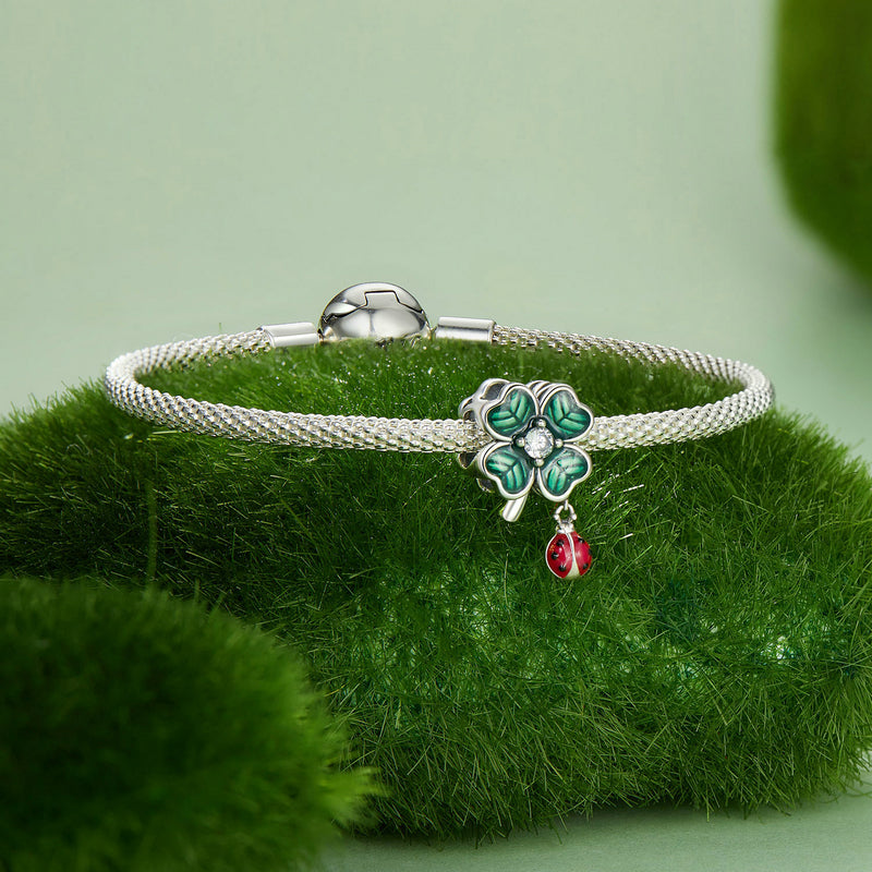 925 Ayar Gümüş Şans Yoncası & Uğur Böceği Charm