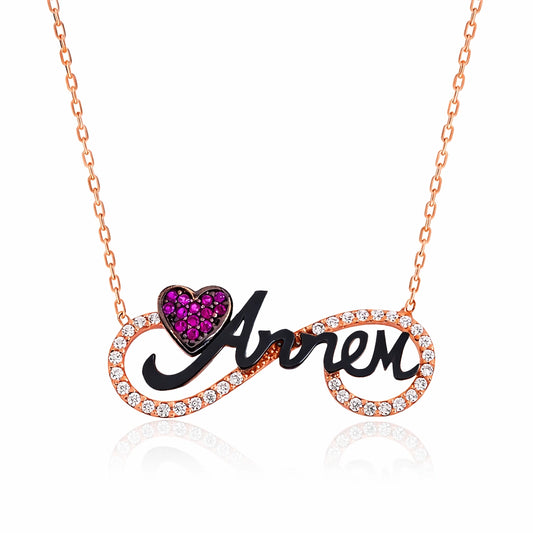 Annem  Kalpli Sonsuzluk Kadın Gümüş Kolye