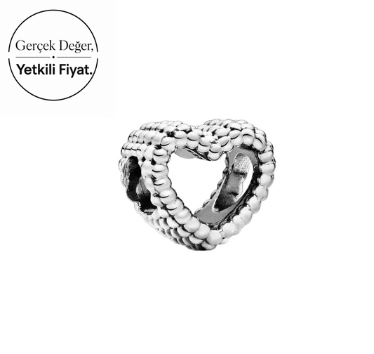 Boncuklu Kalp Küresi 925 Ayar Gümüş Charm