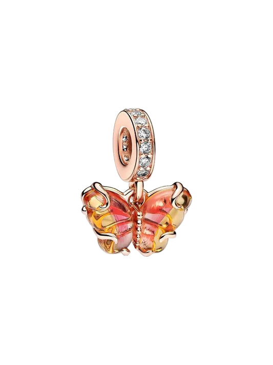 Pembe ve Sarı Kelebek Sallantılı Charm