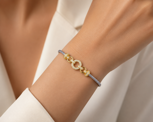Charm Lüks Stil Gold Örgü Kadın Bileklik