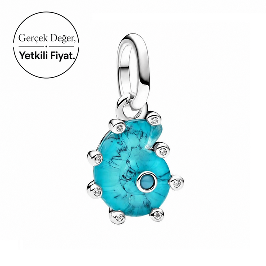 Mavi Murano Camı Deniz Salyangozu Sallantılı Charm