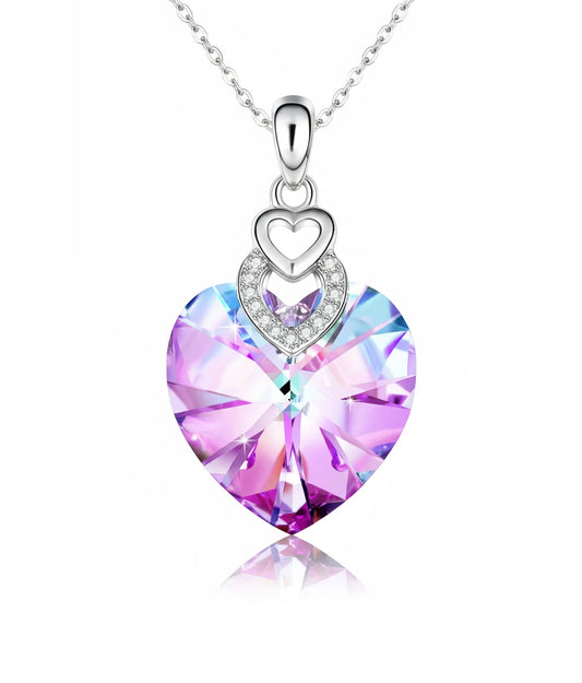 Kalp Kristal Kadın Gümüş Kolye